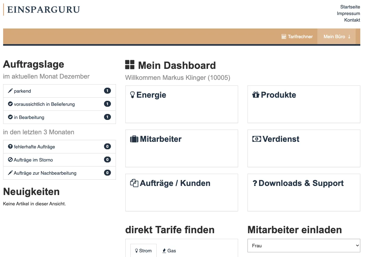Vertriebspartner Dashboard